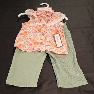 Floral Top and Green Pants Set